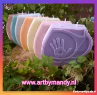 Soya waxkaars bil met handafdruk 